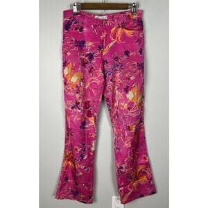 Bianca Maria Caselli Pink Fuxia Floral Pants Size 44 Cotton Stretch Women’s